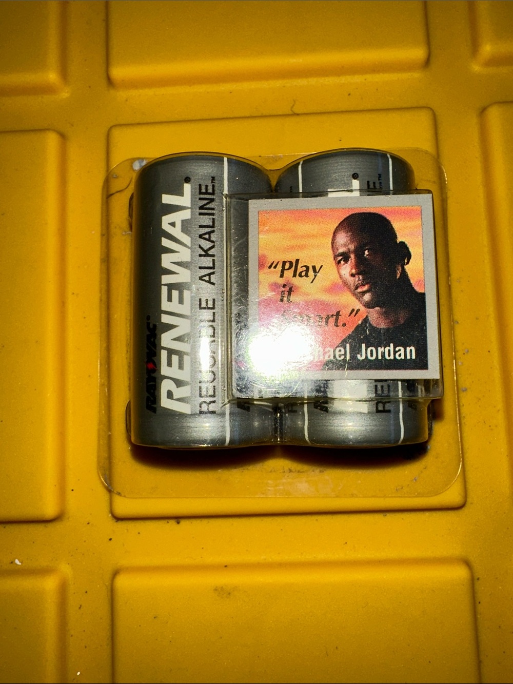 Vintage Renewal Rechargeable Batteries with rare Michael Jordan promo card